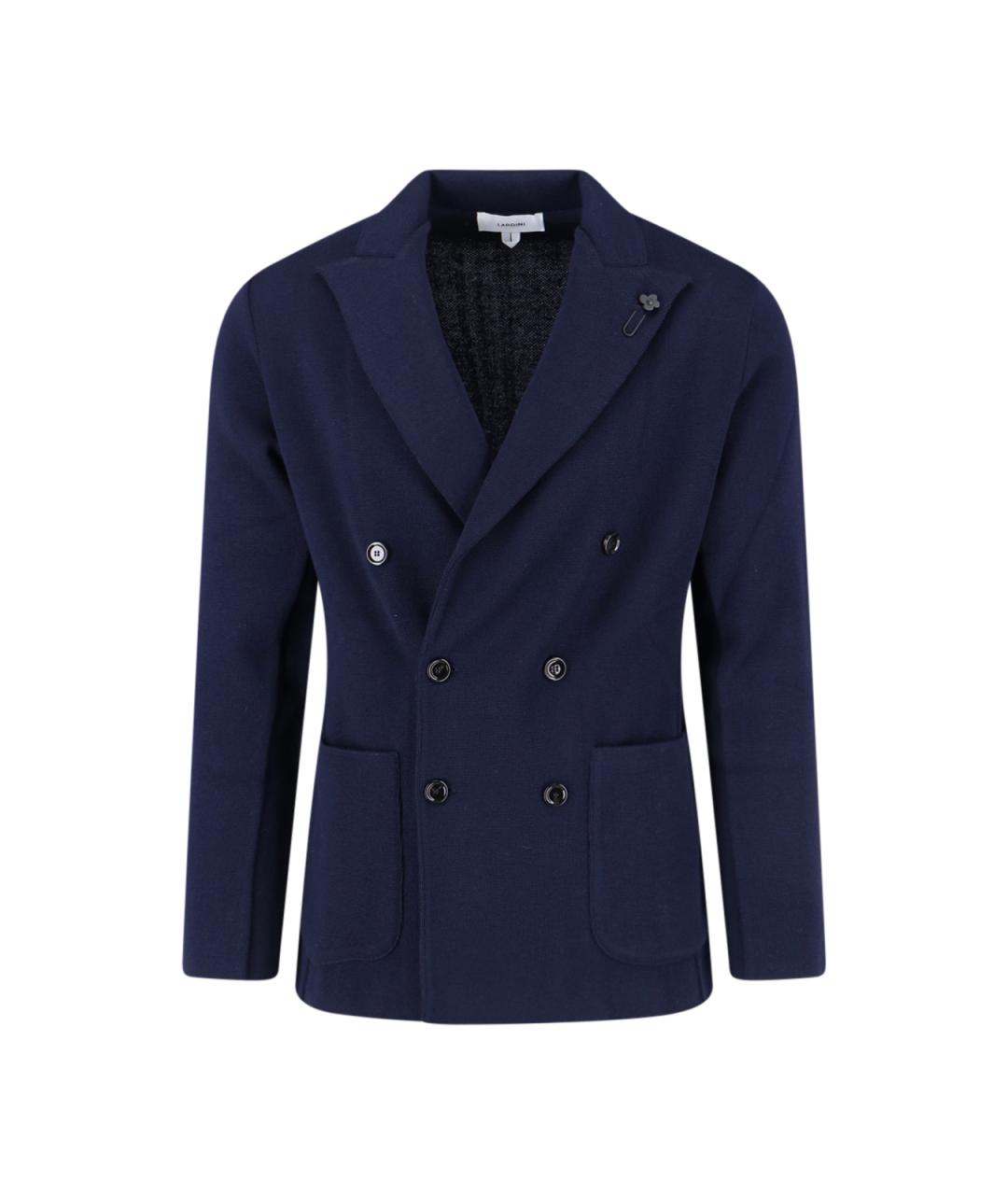 LARDINI Синяя шерстяная куртка, фото 1