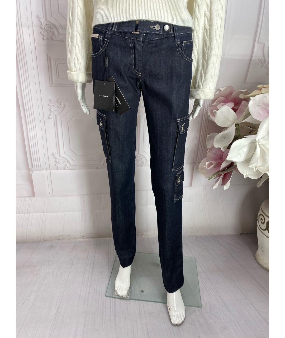 DOLCE&GABBANA Темно-синие хлопко-эластановые прямые джинсы, фото 8