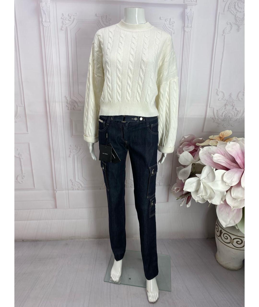 DOLCE&GABBANA Темно-синие хлопко-эластановые прямые джинсы, фото 5