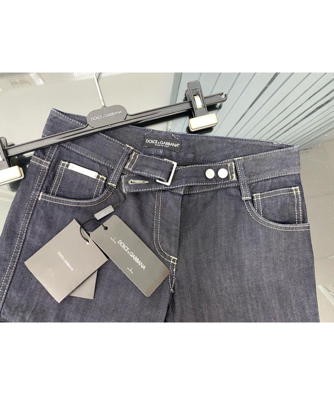 DOLCE&GABBANA Темно-синие хлопко-эластановые прямые джинсы, фото 3