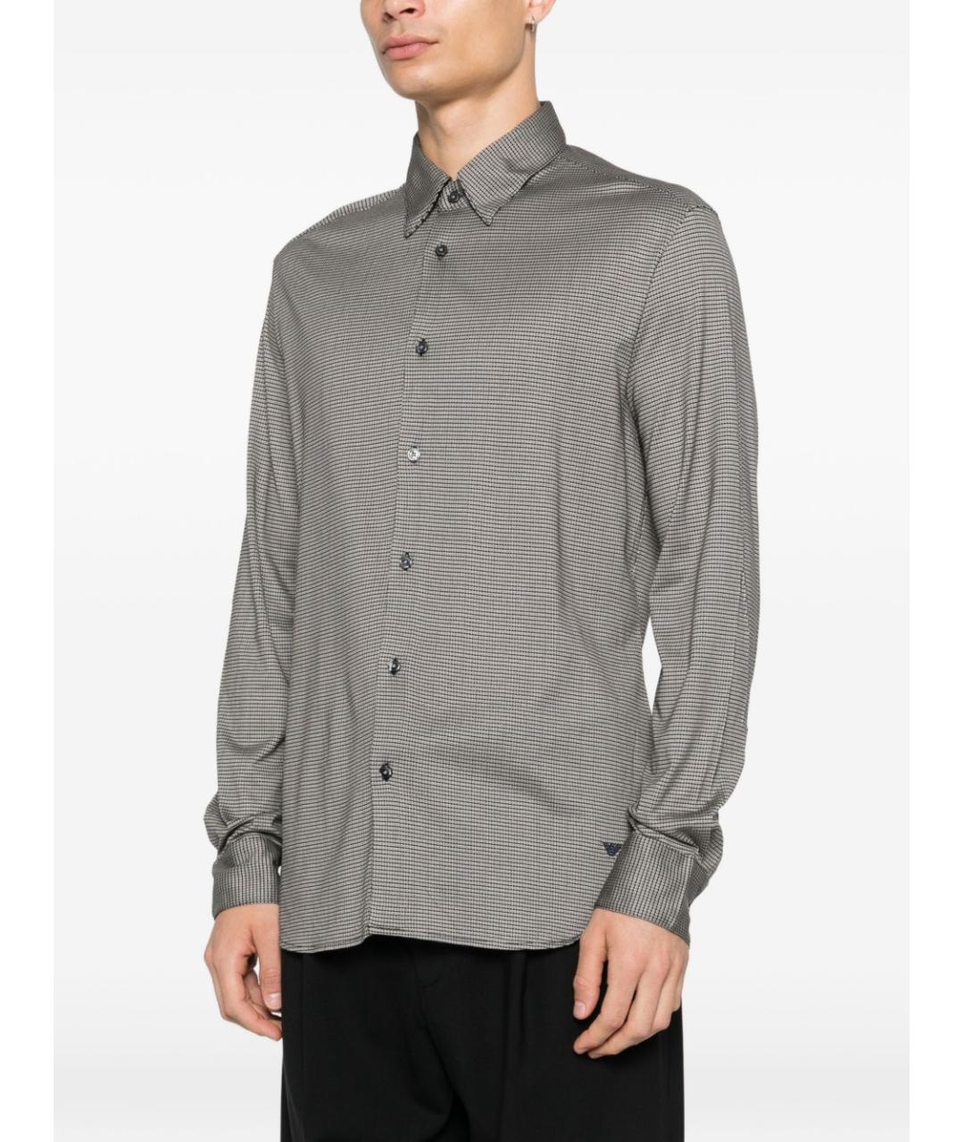 EMPORIO ARMANI Серая хлопковая кэжуал рубашка, фото 2