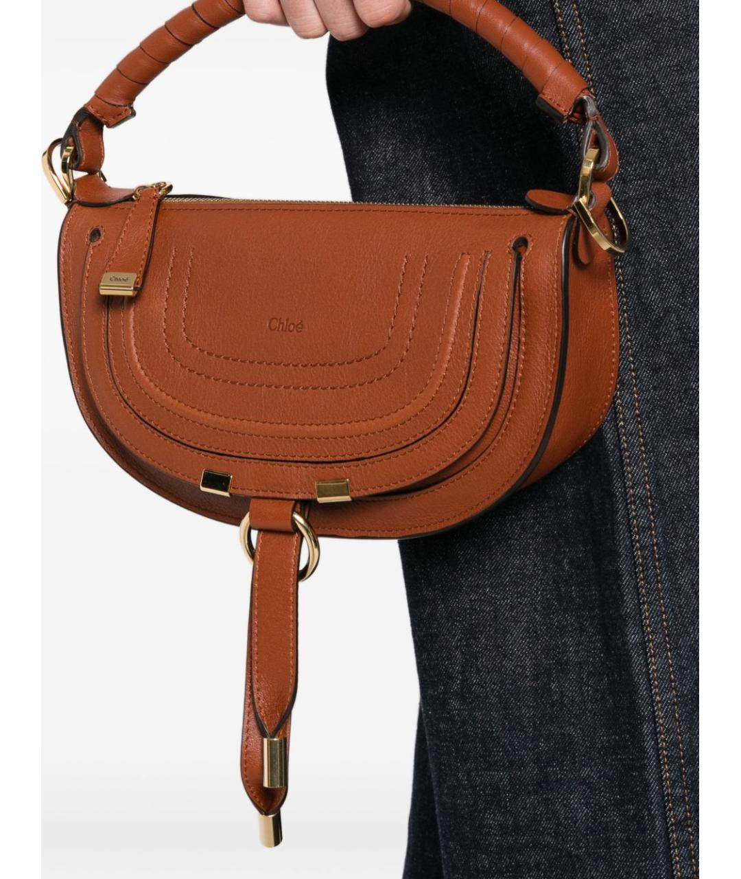 CHLOE Коричневая кожаная сумка через плечо, фото 2