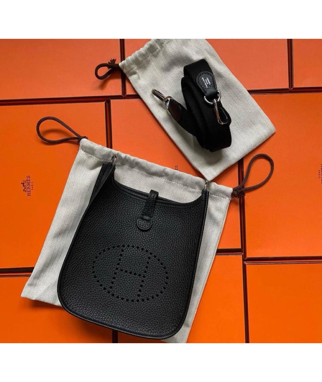 HERMES Черная кожаная сумка через плечо, фото 2