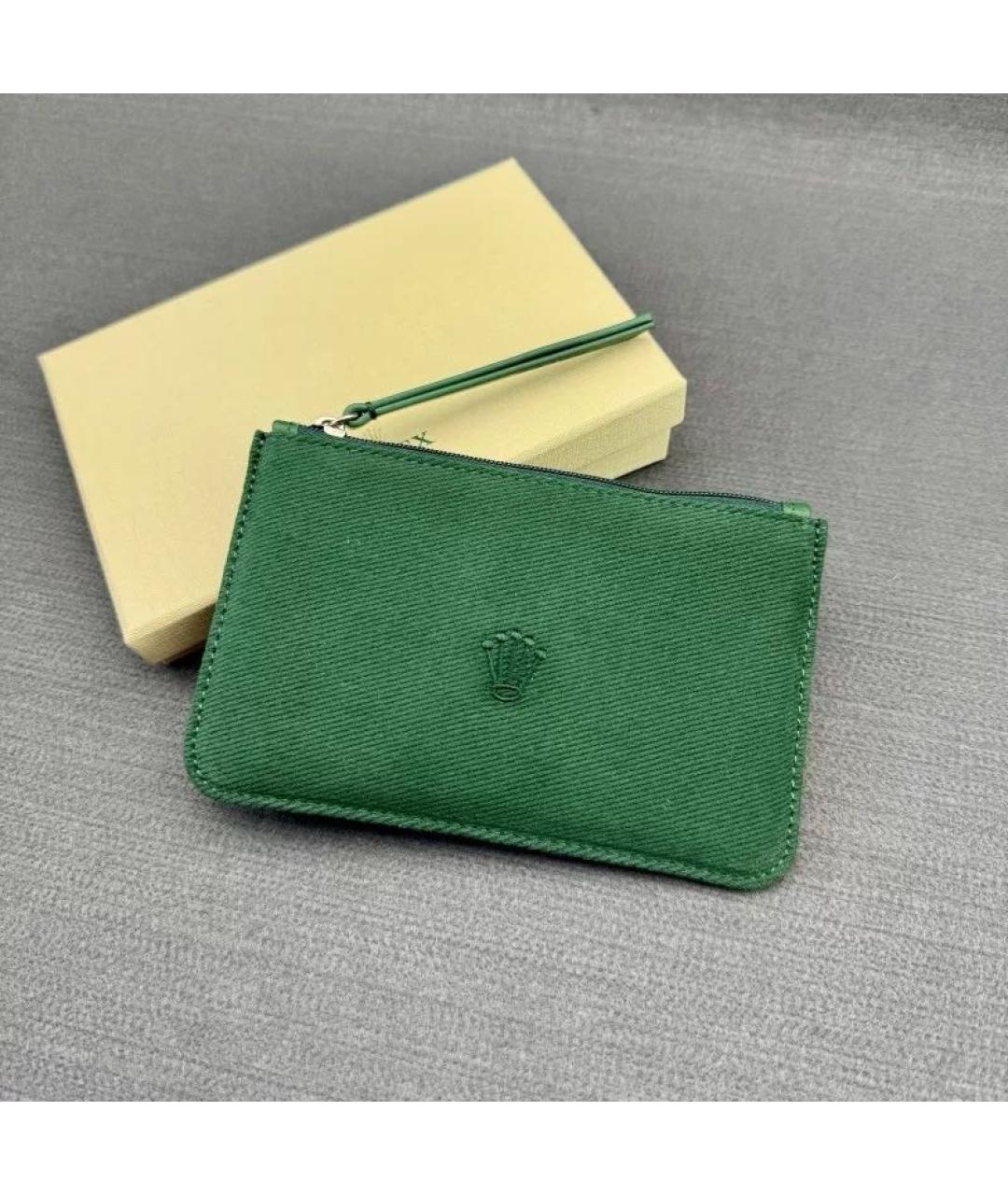 ROLEX Зеленый замшевый кошелек, фото 7