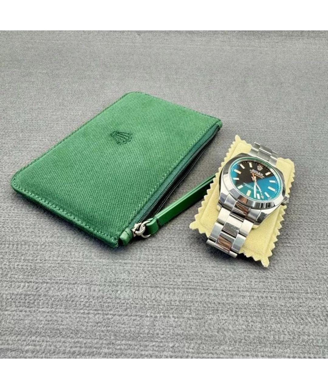 ROLEX Зеленый замшевый кошелек, фото 5