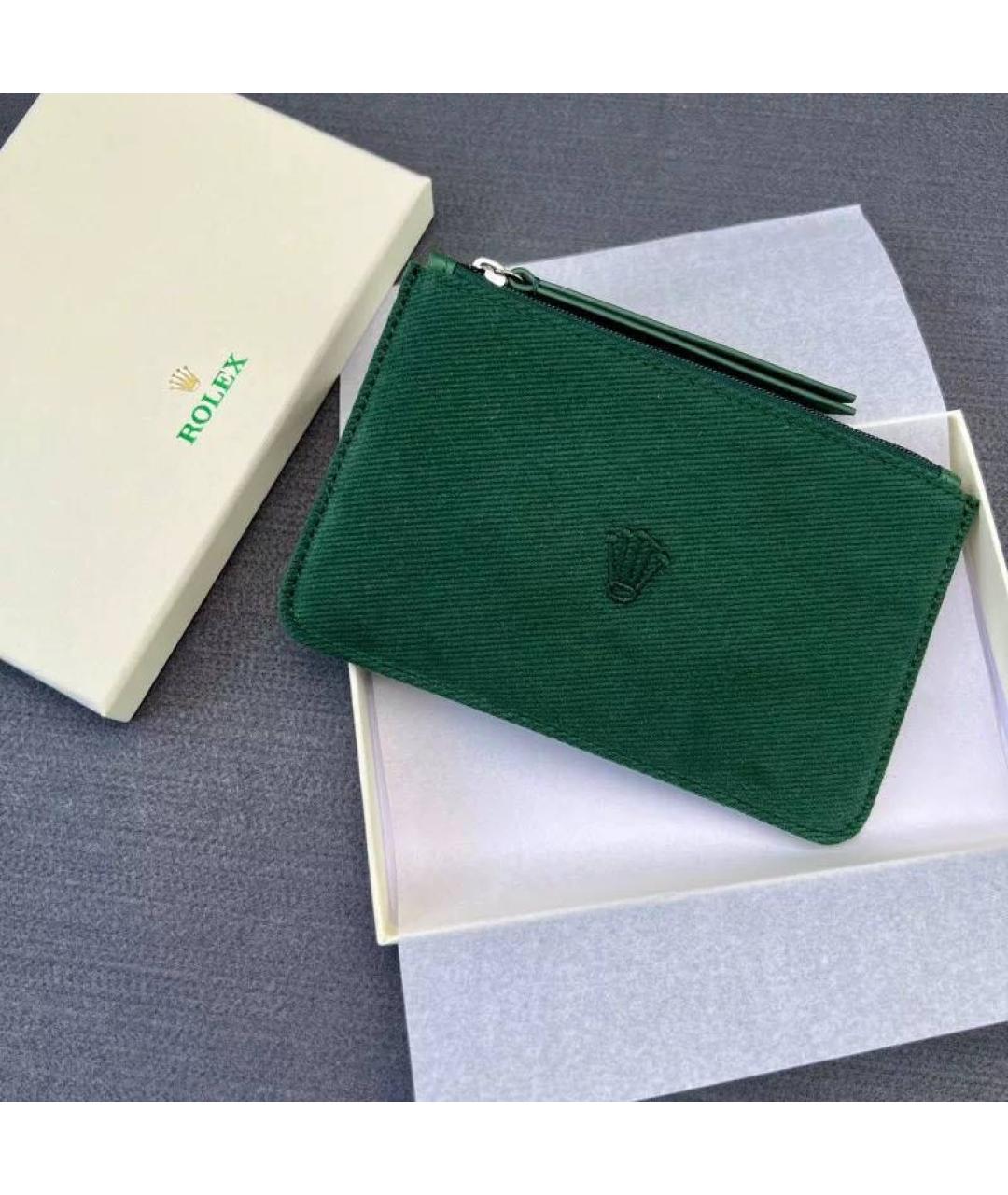 ROLEX Зеленый замшевый кошелек, фото 3