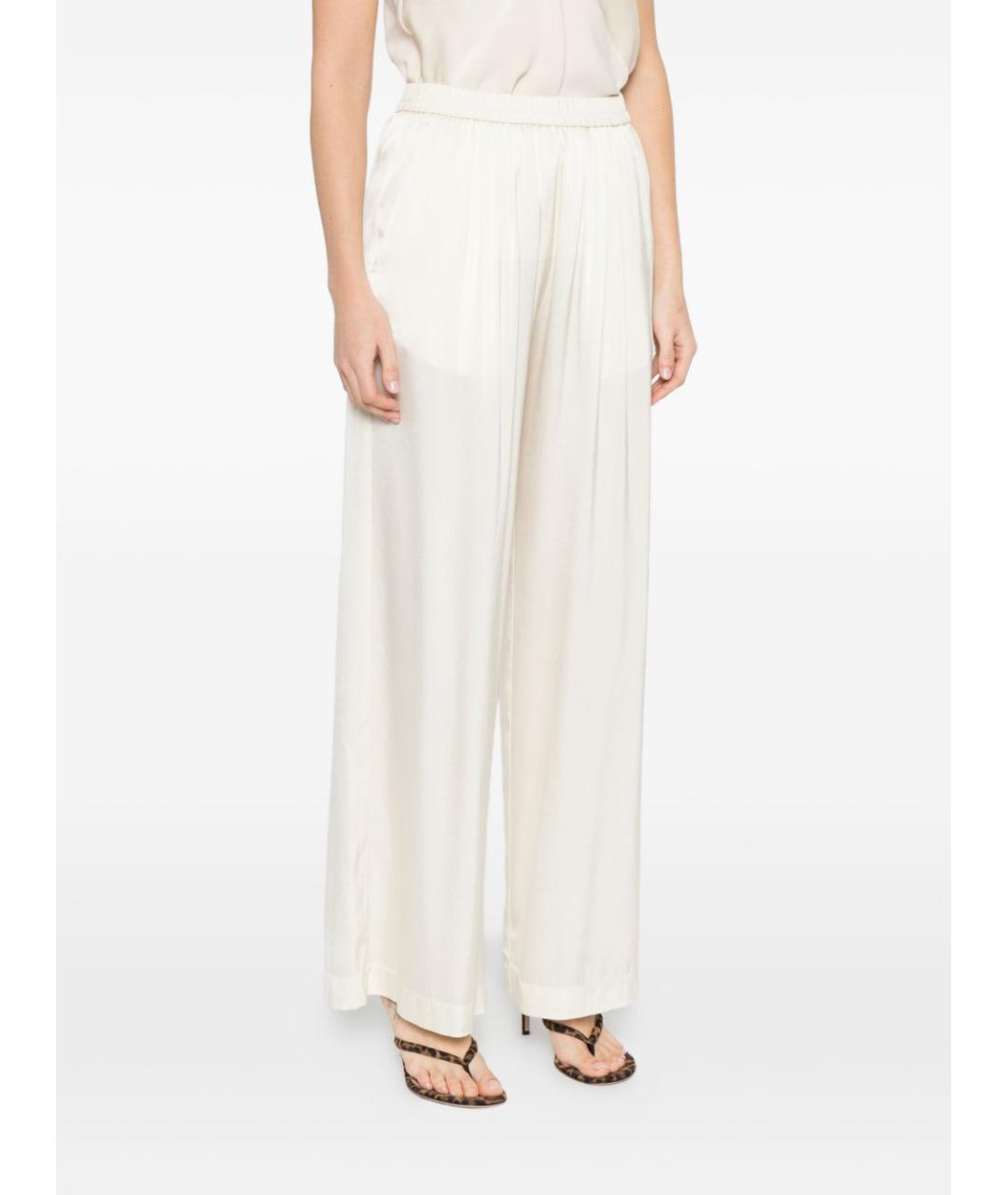 FORTE FORTE Белые шелковые прямые брюки, фото 3