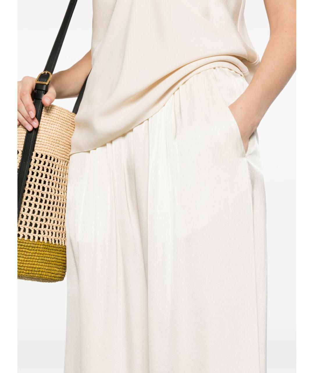 FORTE FORTE Белые шелковые прямые брюки, фото 2