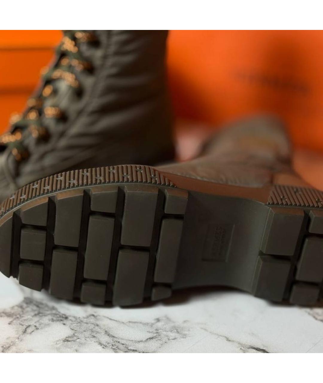 HERMES Хаки синтетические сапоги, фото 3