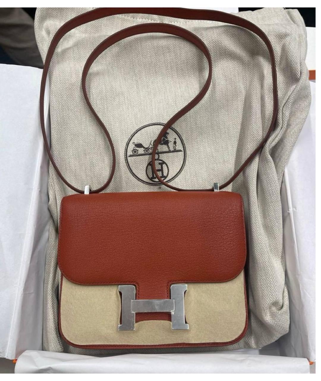 HERMES Красная кожаная сумка через плечо, фото 3