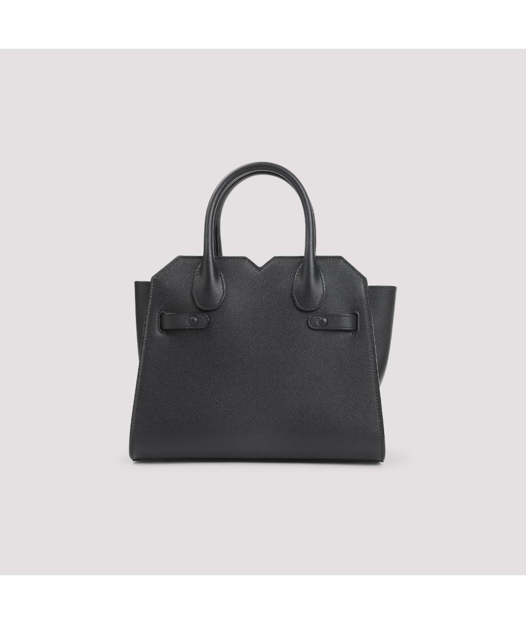 VALEXTRA Черная кожаная сумка тоут, фото 2