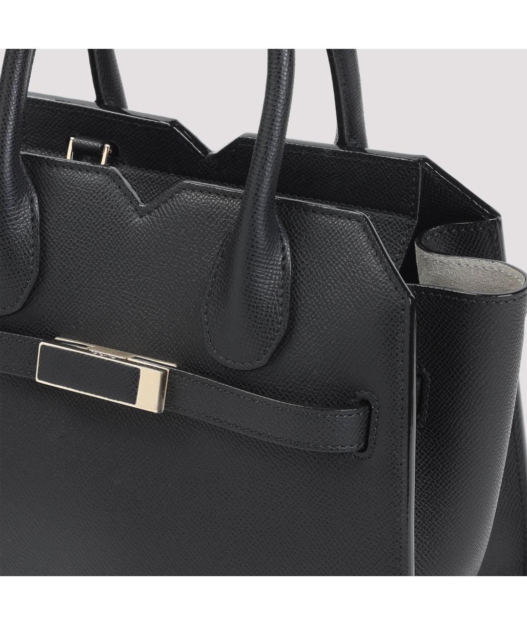 VALEXTRA Черная кожаная сумка тоут, фото 3