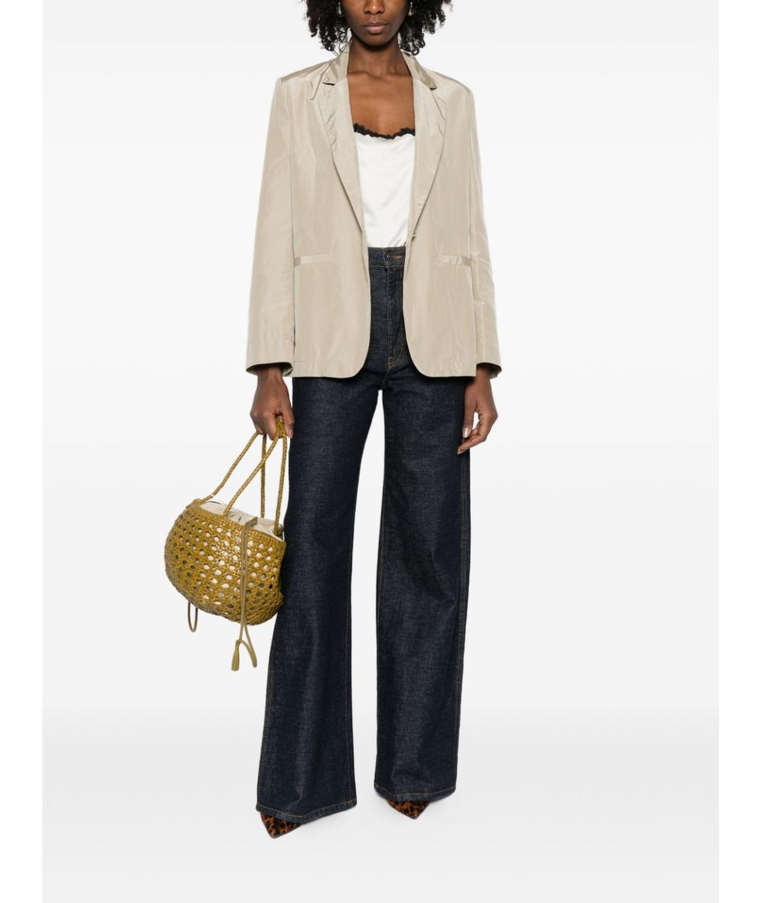 FORTE FORTE Бежевый полиэстеровый жакет/пиджак, фото 2