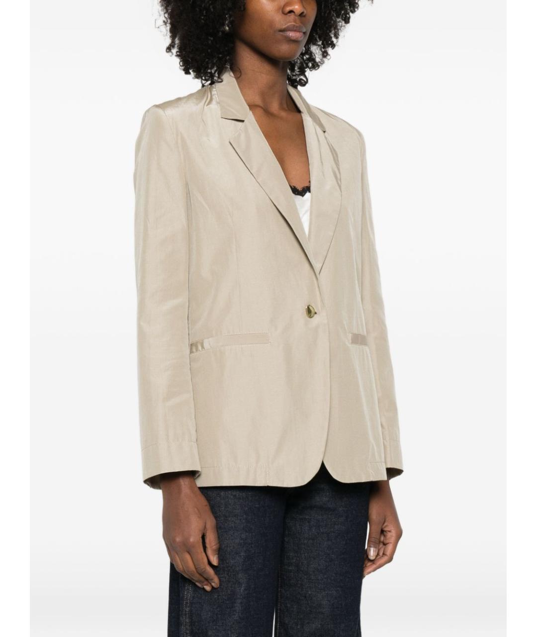 FORTE FORTE Бежевый полиэстеровый жакет/пиджак, фото 5