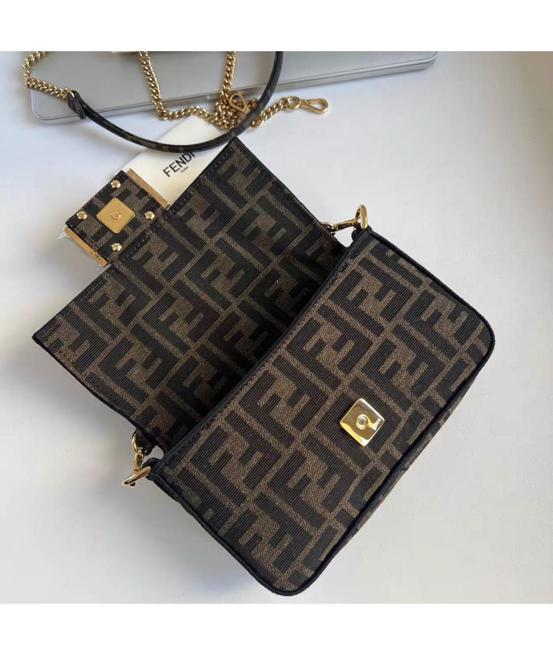 FENDI Коричневая тканевая сумка через плечо, фото 6