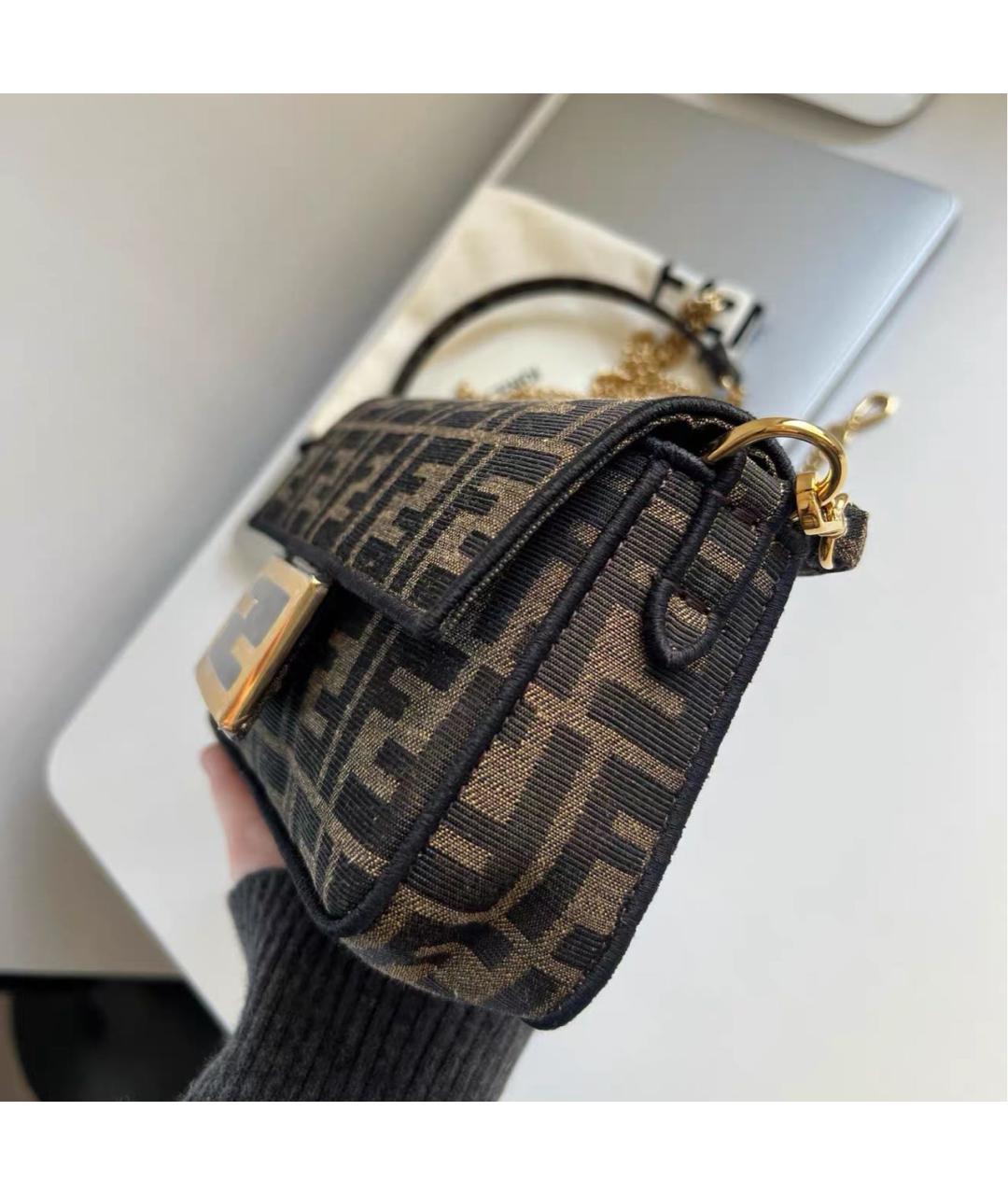 FENDI Коричневая тканевая сумка через плечо, фото 3