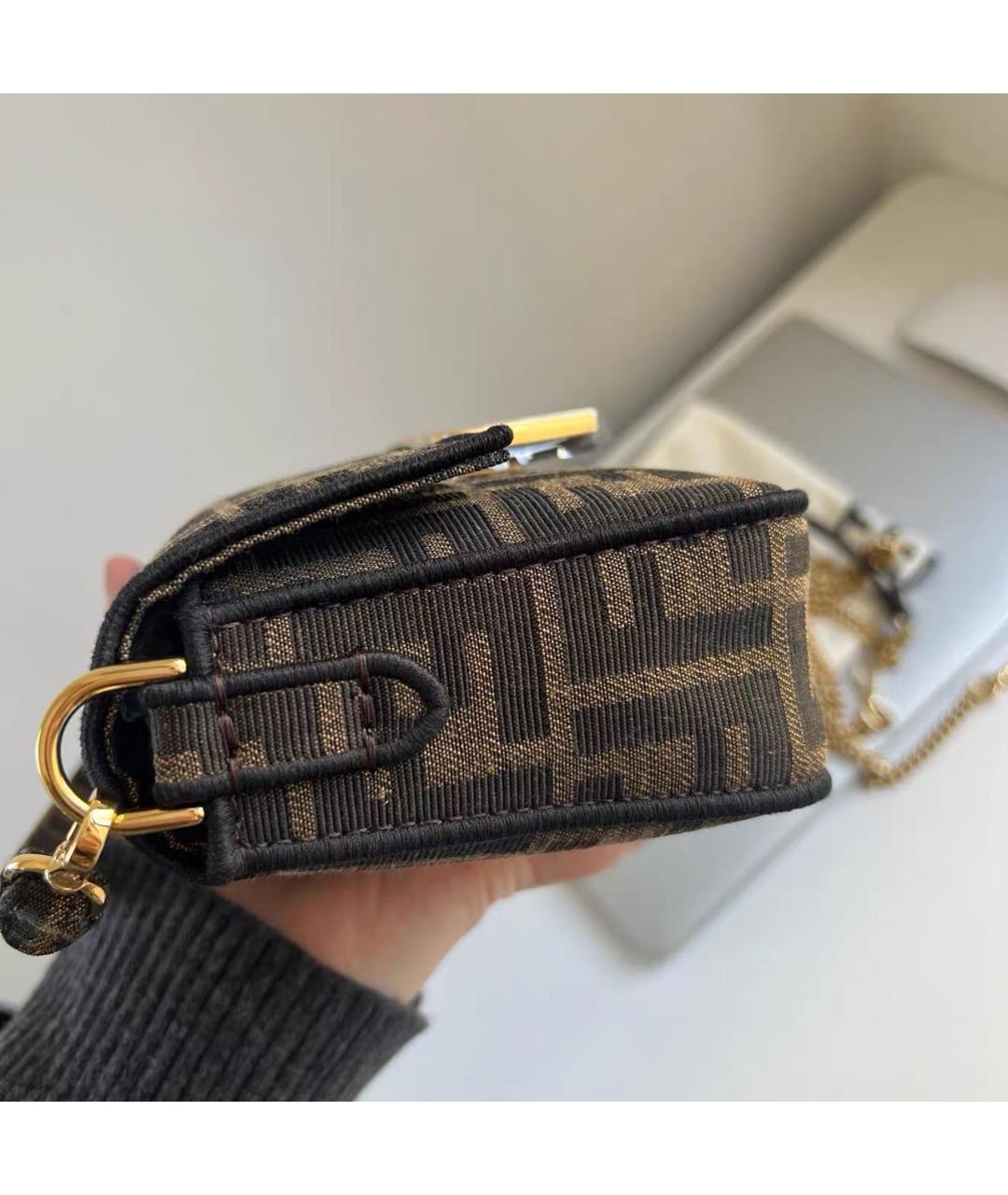 FENDI Коричневая тканевая сумка через плечо, фото 4