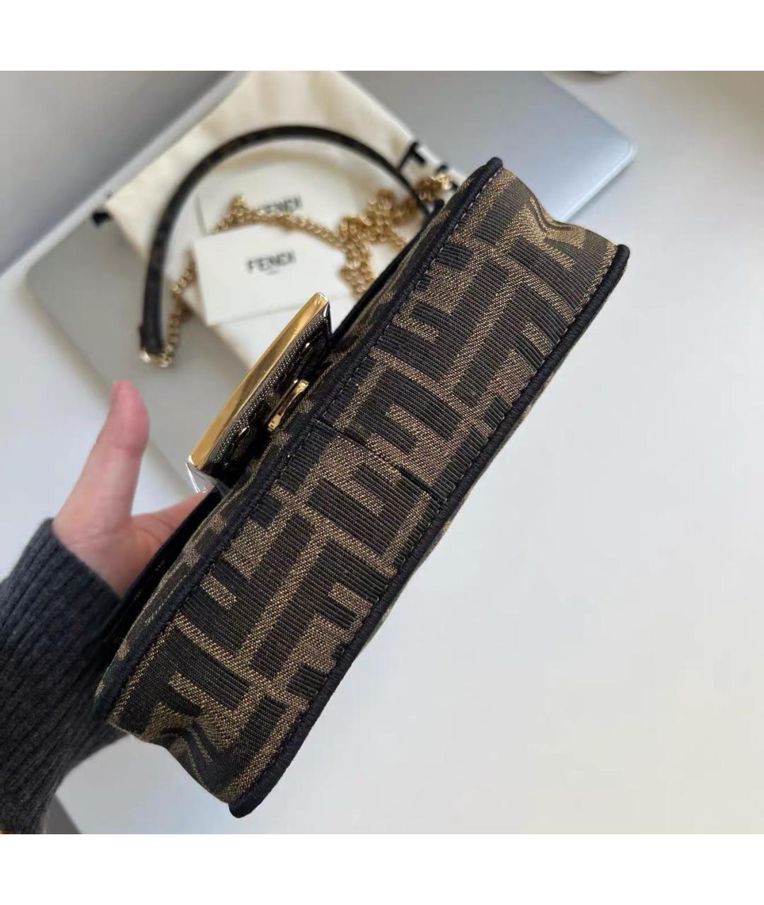FENDI Коричневая тканевая сумка через плечо, фото 8