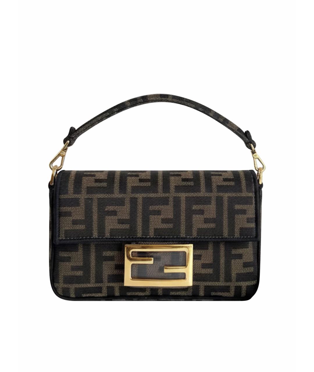 FENDI Коричневая тканевая сумка через плечо, фото 1