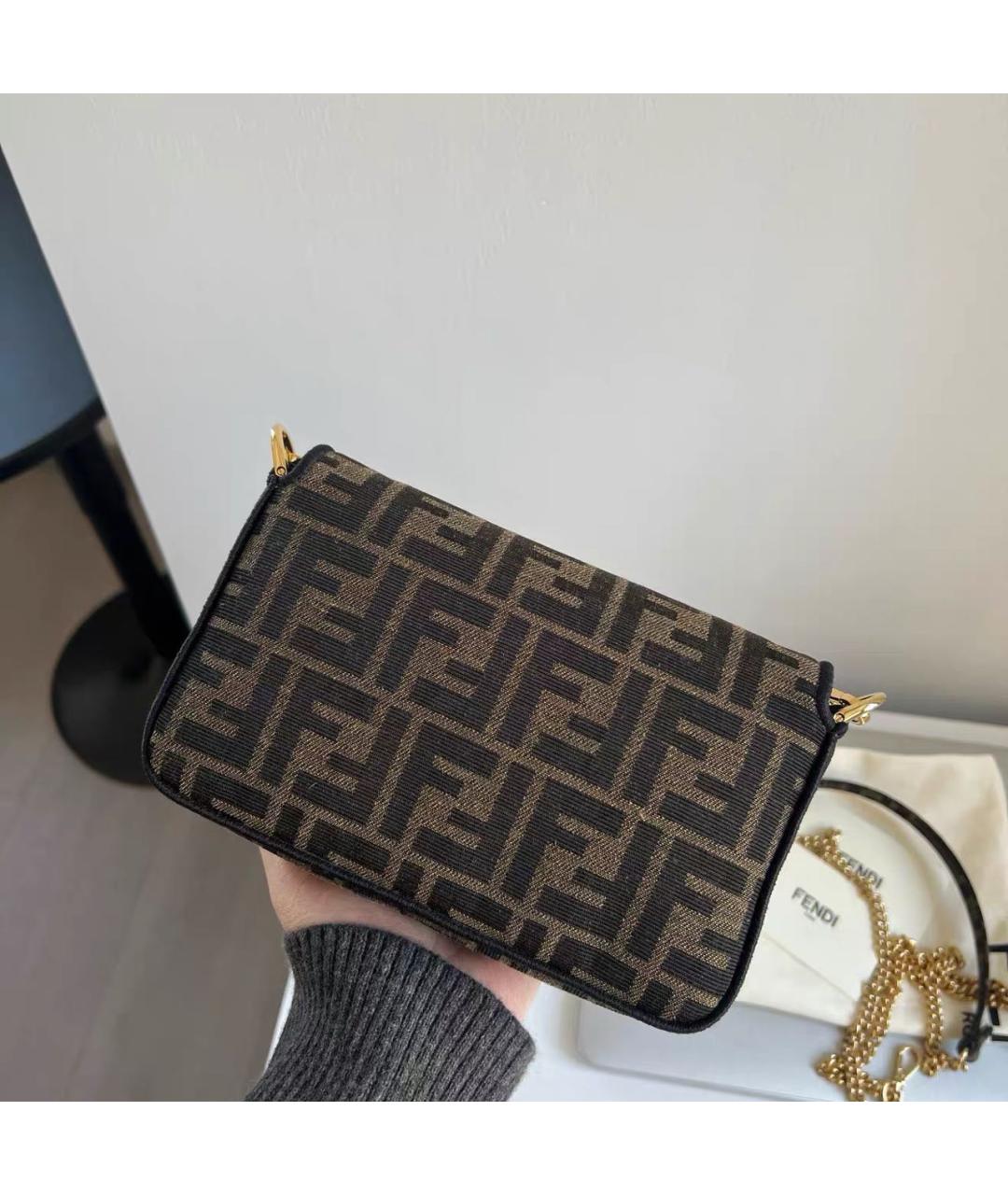 FENDI Коричневая тканевая сумка через плечо, фото 2