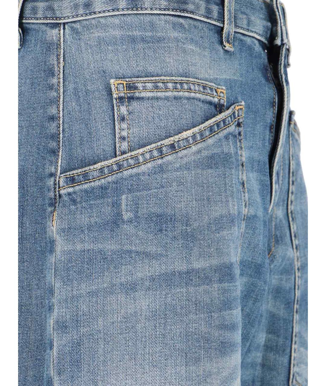 NILI LOTAN Голубые хлопковые прямые джинсы, фото 4