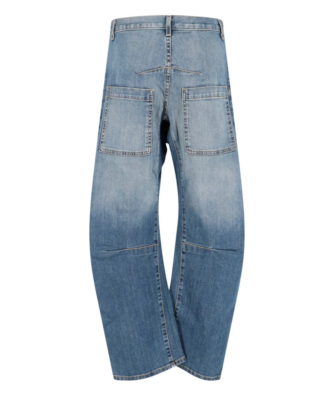 NILI LOTAN Голубые хлопковые прямые джинсы, фото 2