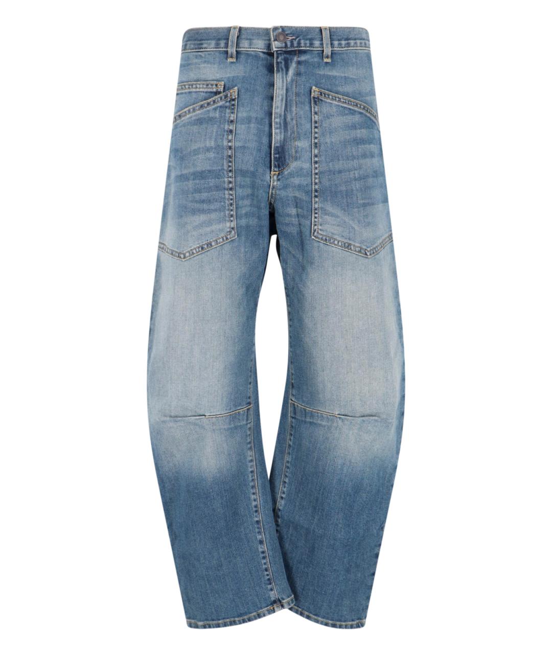 NILI LOTAN Голубые хлопковые прямые джинсы, фото 1