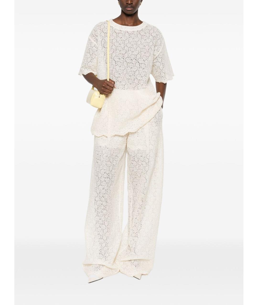 ERMANNO SCERVINO Белые полиэстеровые прямые брюки, фото 3