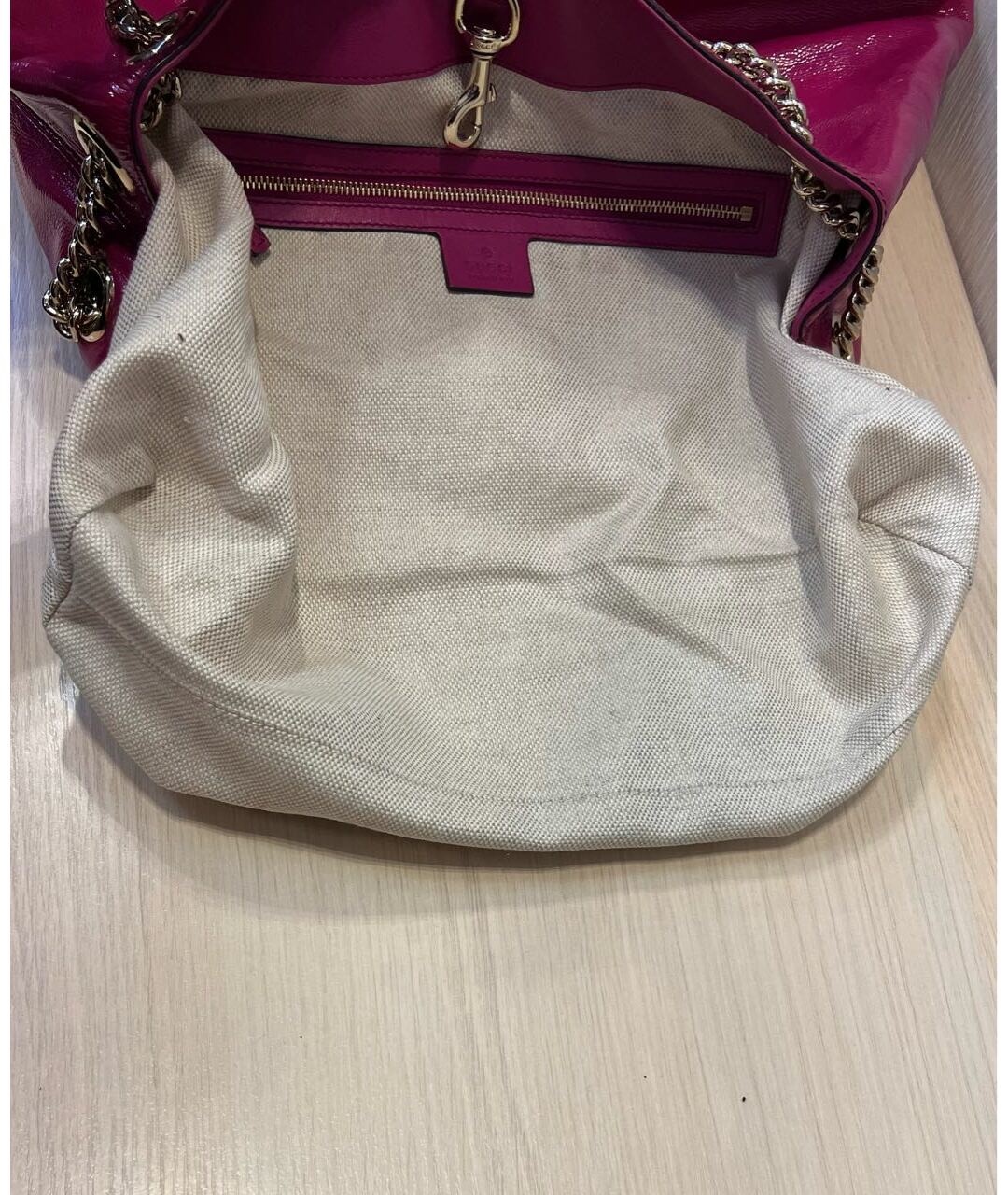 GUCCI Фуксия кожаная сумка тоут, фото 8