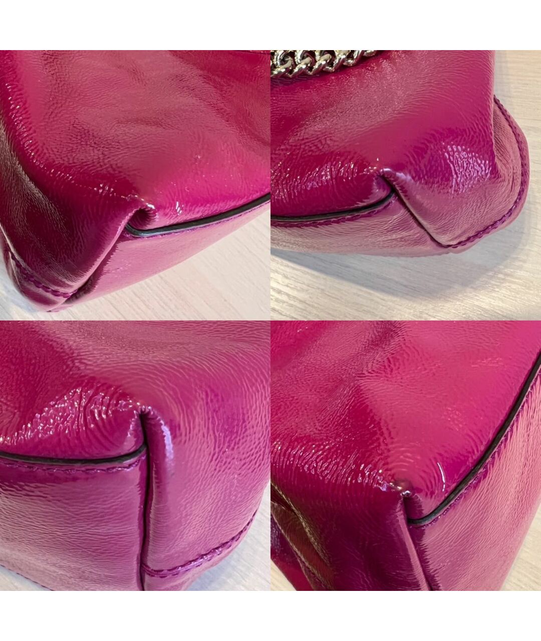 GUCCI Фуксия кожаная сумка тоут, фото 7