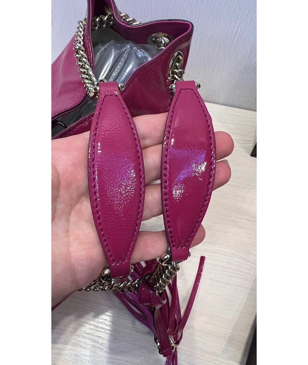 GUCCI Фуксия кожаная сумка тоут, фото 4