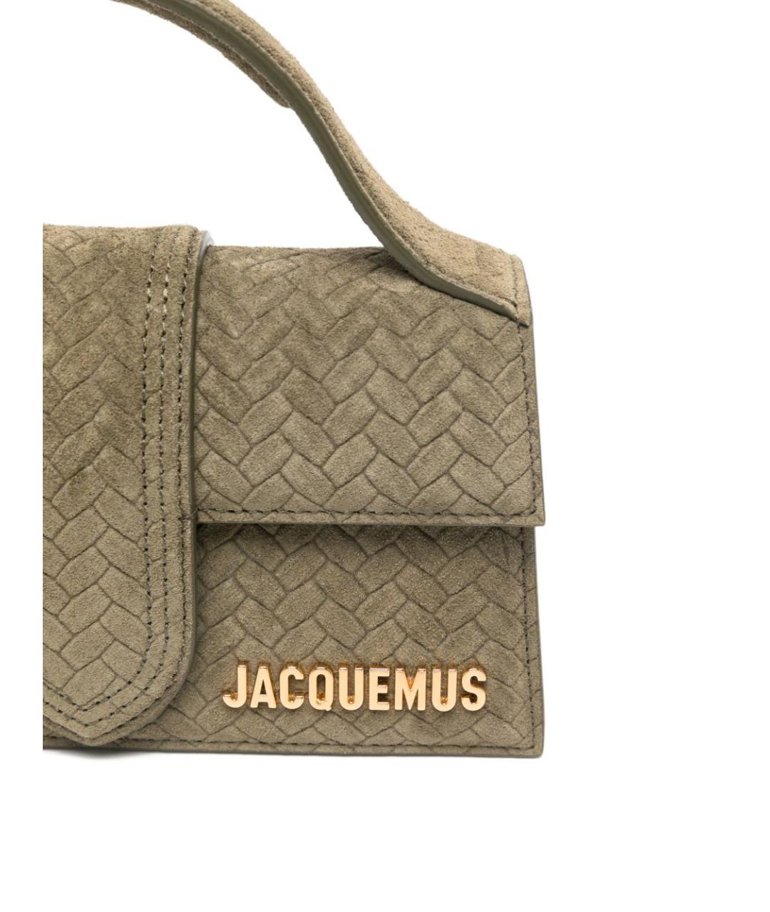 JACQUEMUS Зеленая замшевая сумка через плечо, фото 4