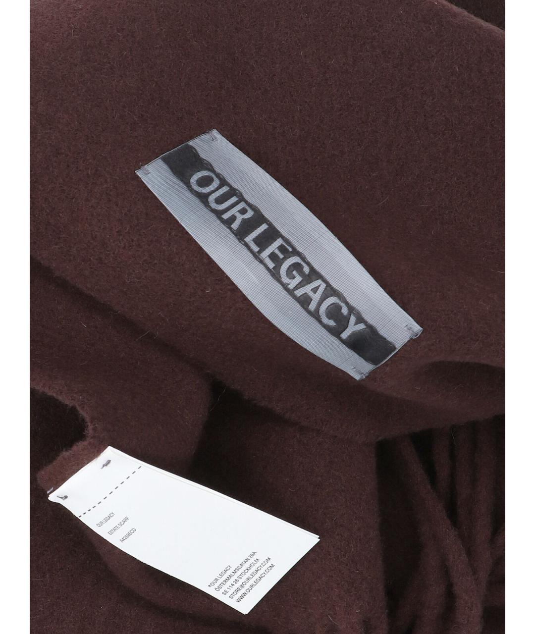 OUR LEGACY Коричневый шерстяной шарф, фото 3