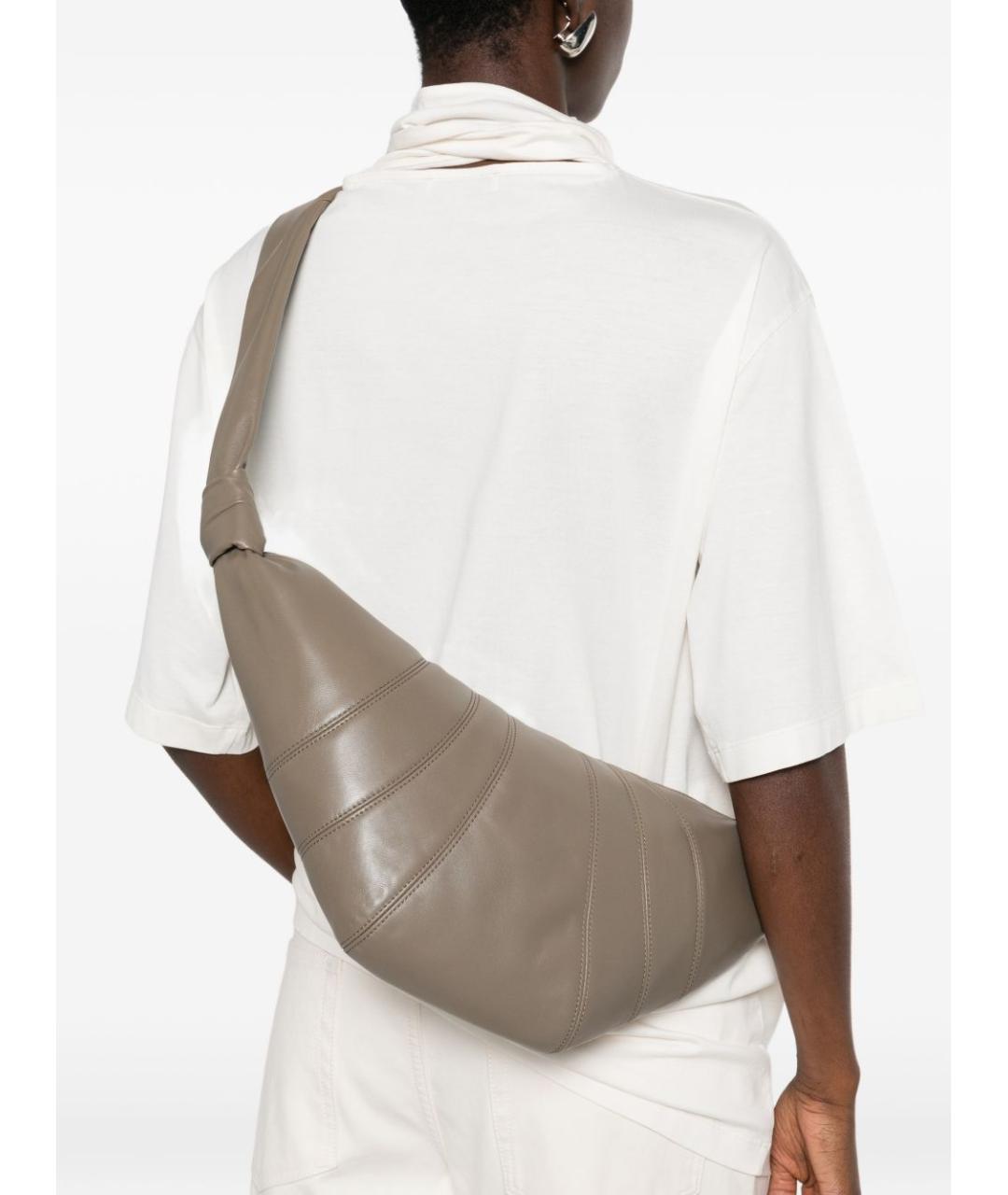 LEMAIRE Хаки кожаная сумка через плечо, фото 2