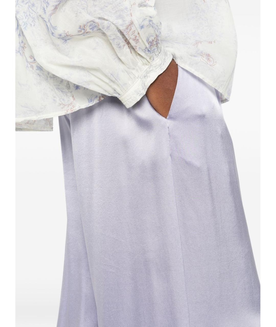 FORTE FORTE Фиолетовые шелковые прямые брюки, фото 3