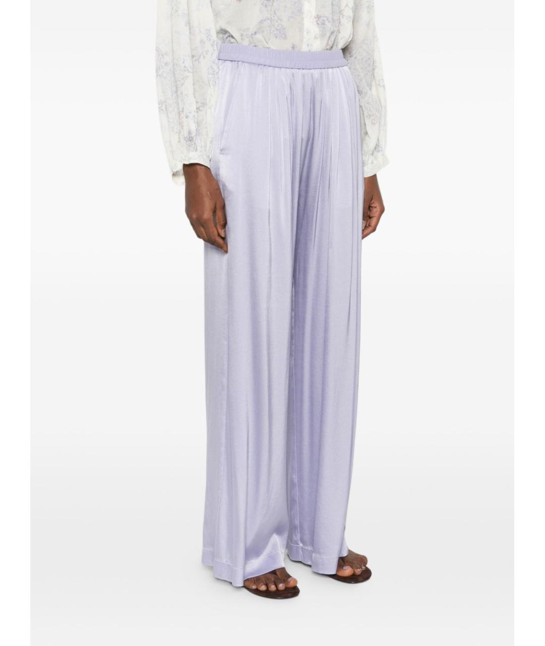 FORTE FORTE Фиолетовые шелковые прямые брюки, фото 2