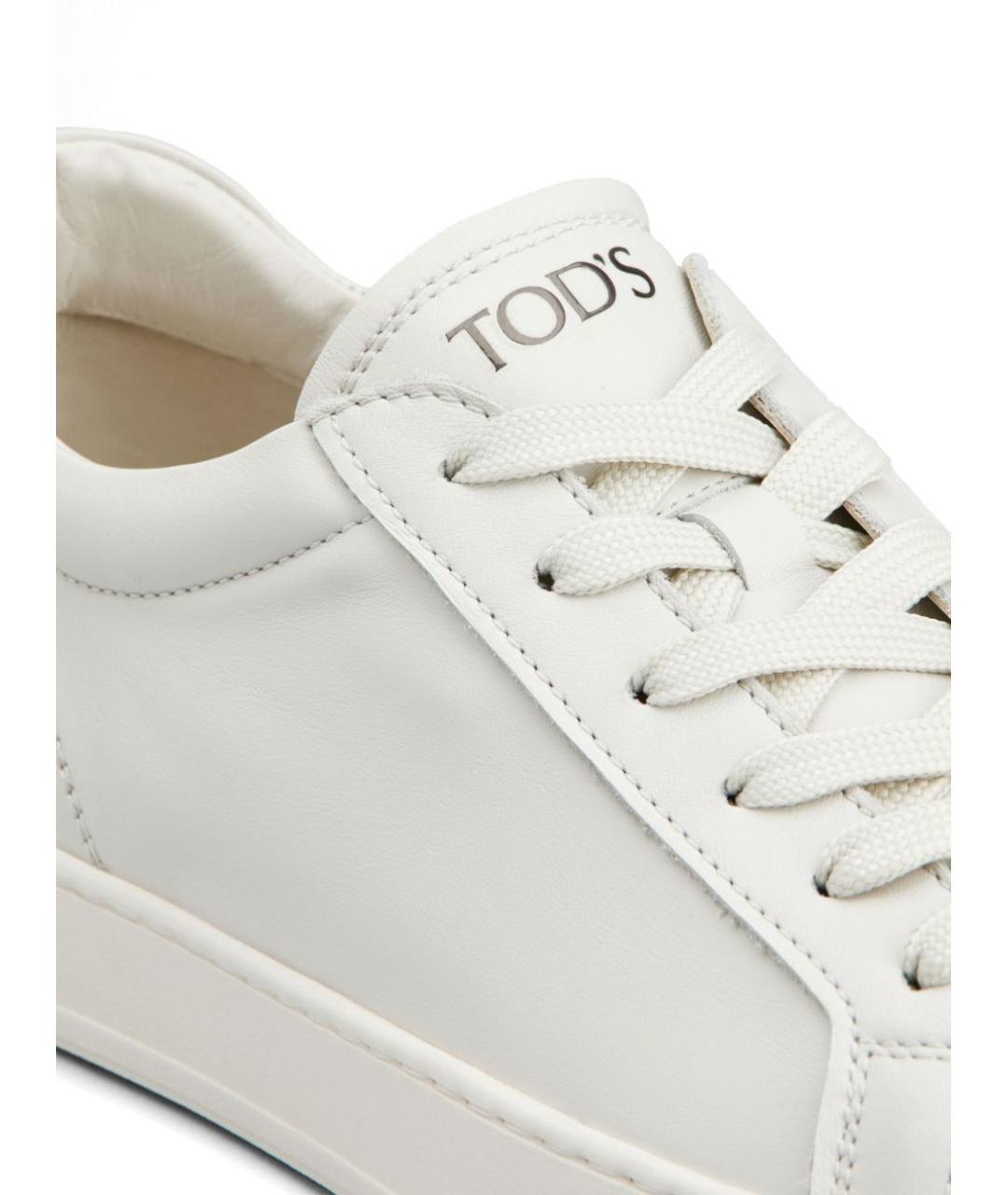 TOD'S Белые кожаные низкие кроссовки / кеды, фото 4
