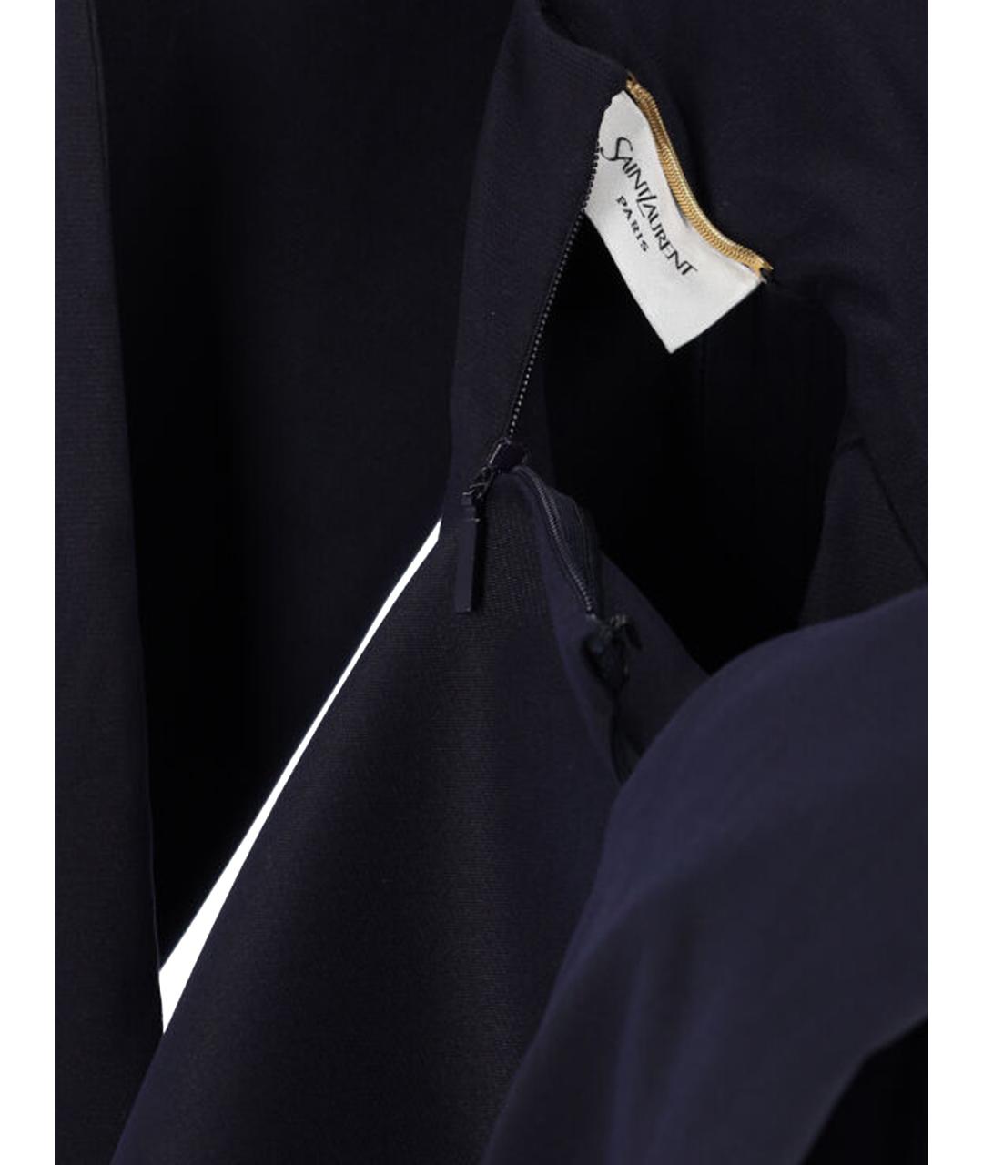 SAINT LAURENT Темно-синяя шелковая блузы, фото 4
