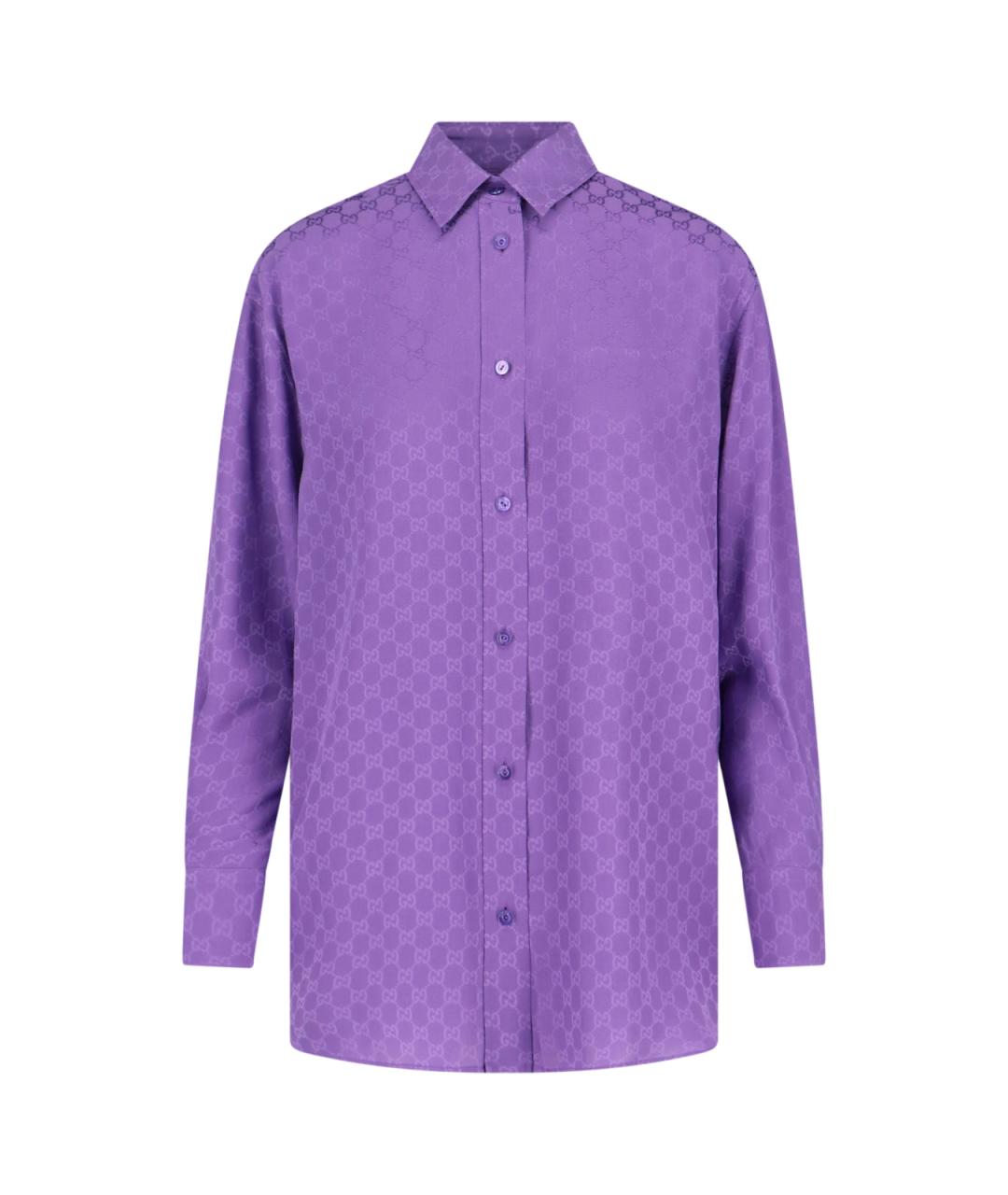 GUCCI Фиолетовая шелковая рубашка, фото 1