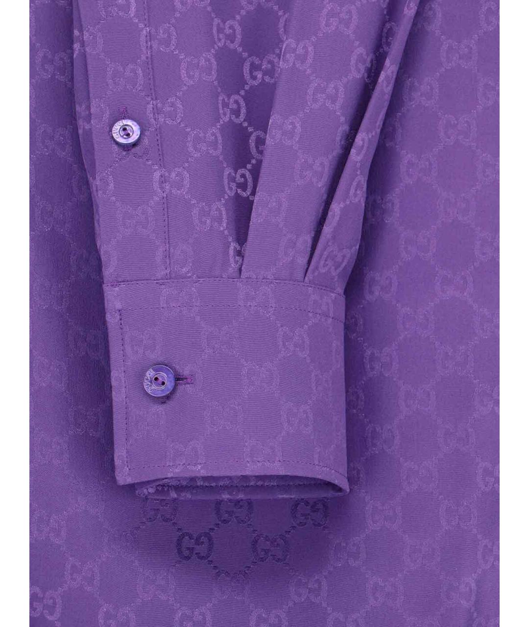 GUCCI Фиолетовая шелковая рубашка, фото 5