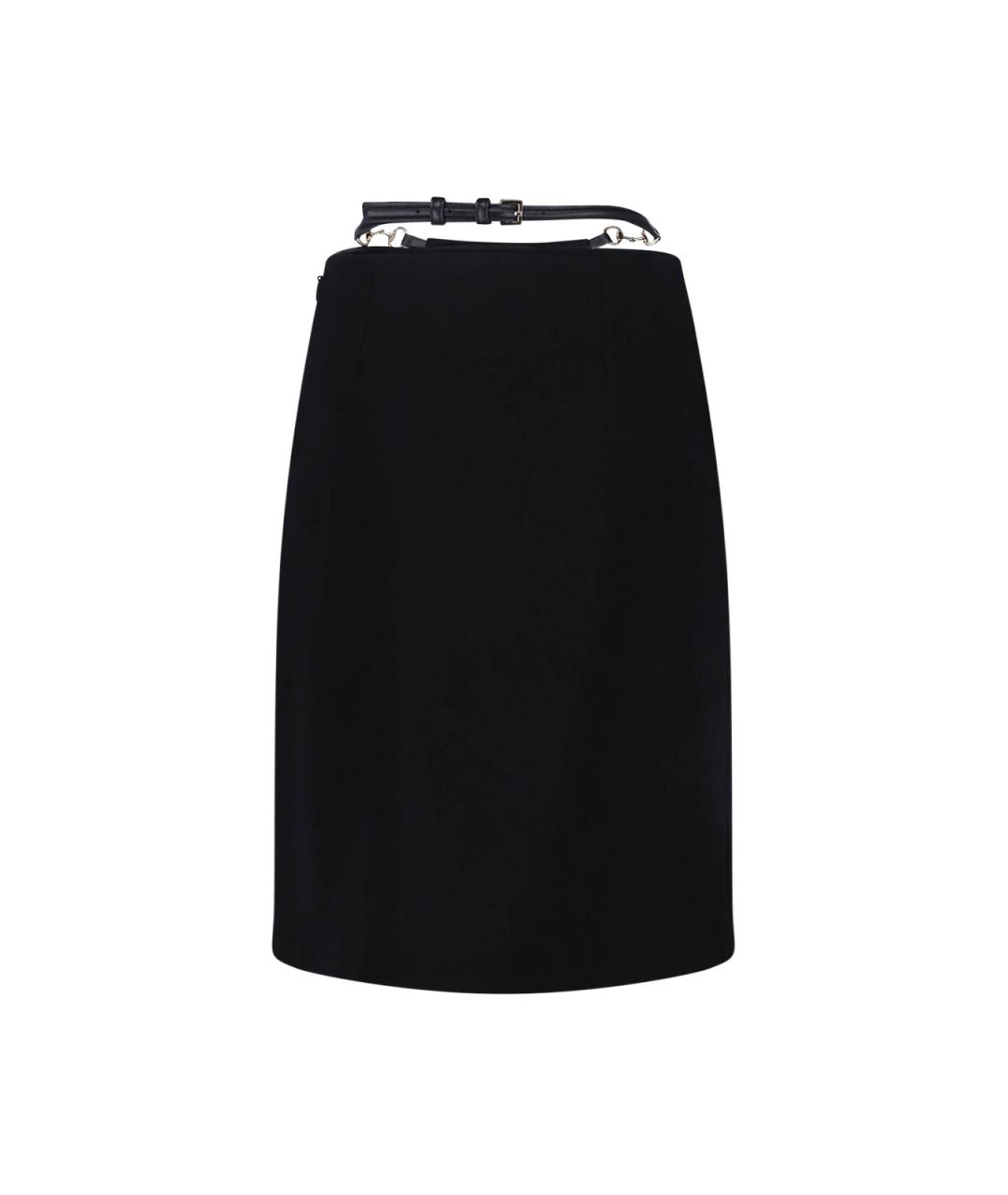 GUCCI Черная шерстяная юбка миди, фото 2