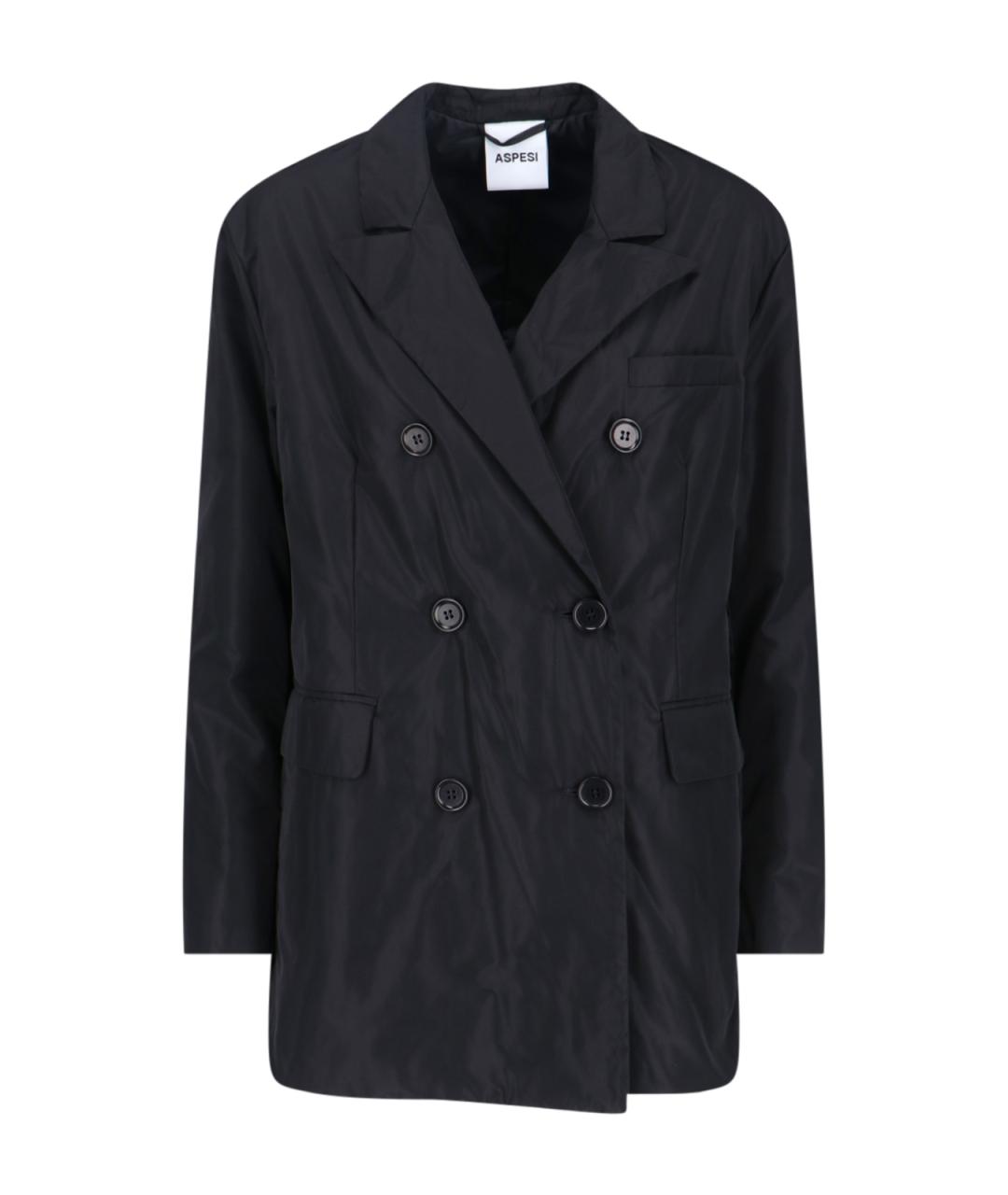 ASPESI Черный полиэстеровый тренч/плащ, фото 1