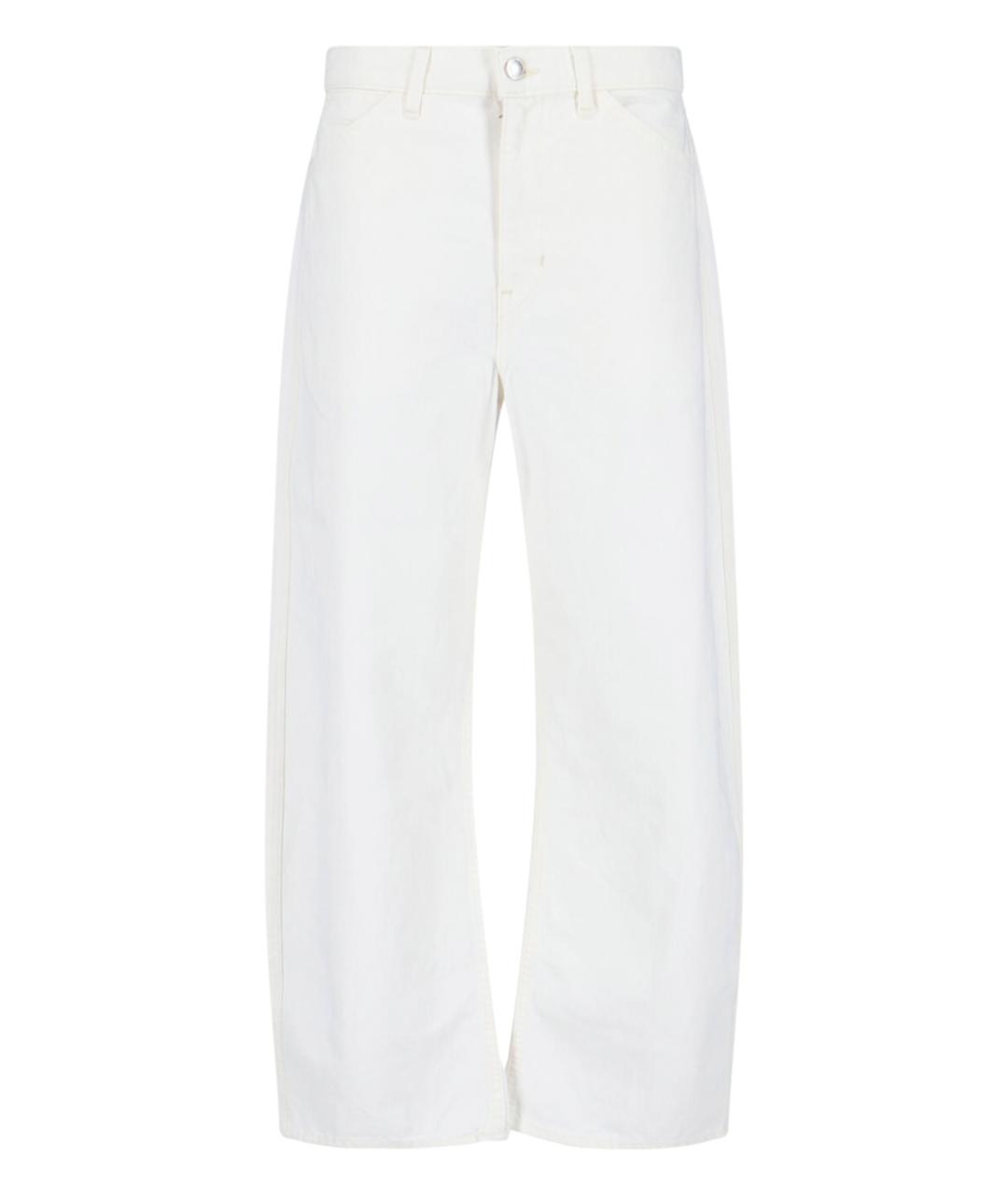 NILI LOTAN Белые хлопковые прямые джинсы, фото 1