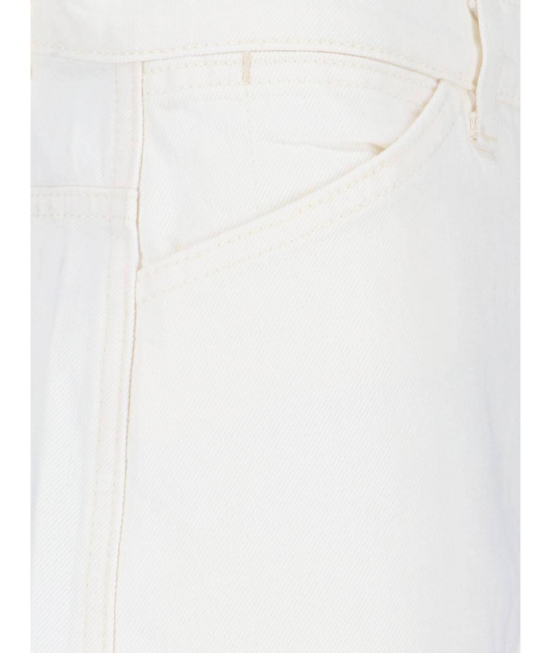 NILI LOTAN Белые хлопковые прямые джинсы, фото 4