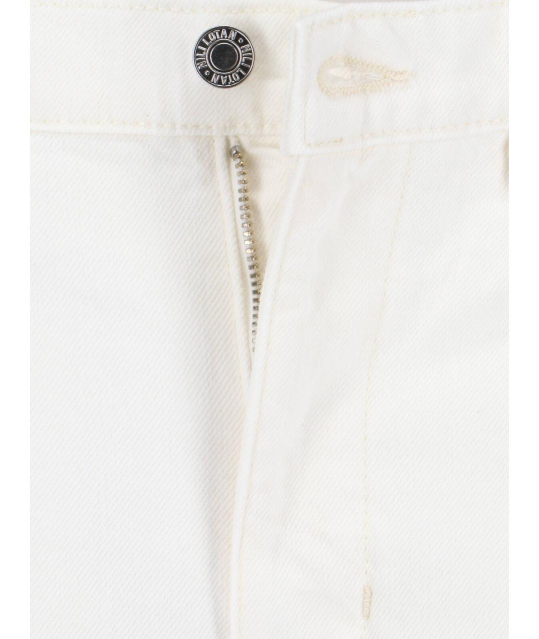 NILI LOTAN Белые хлопковые прямые джинсы, фото 5