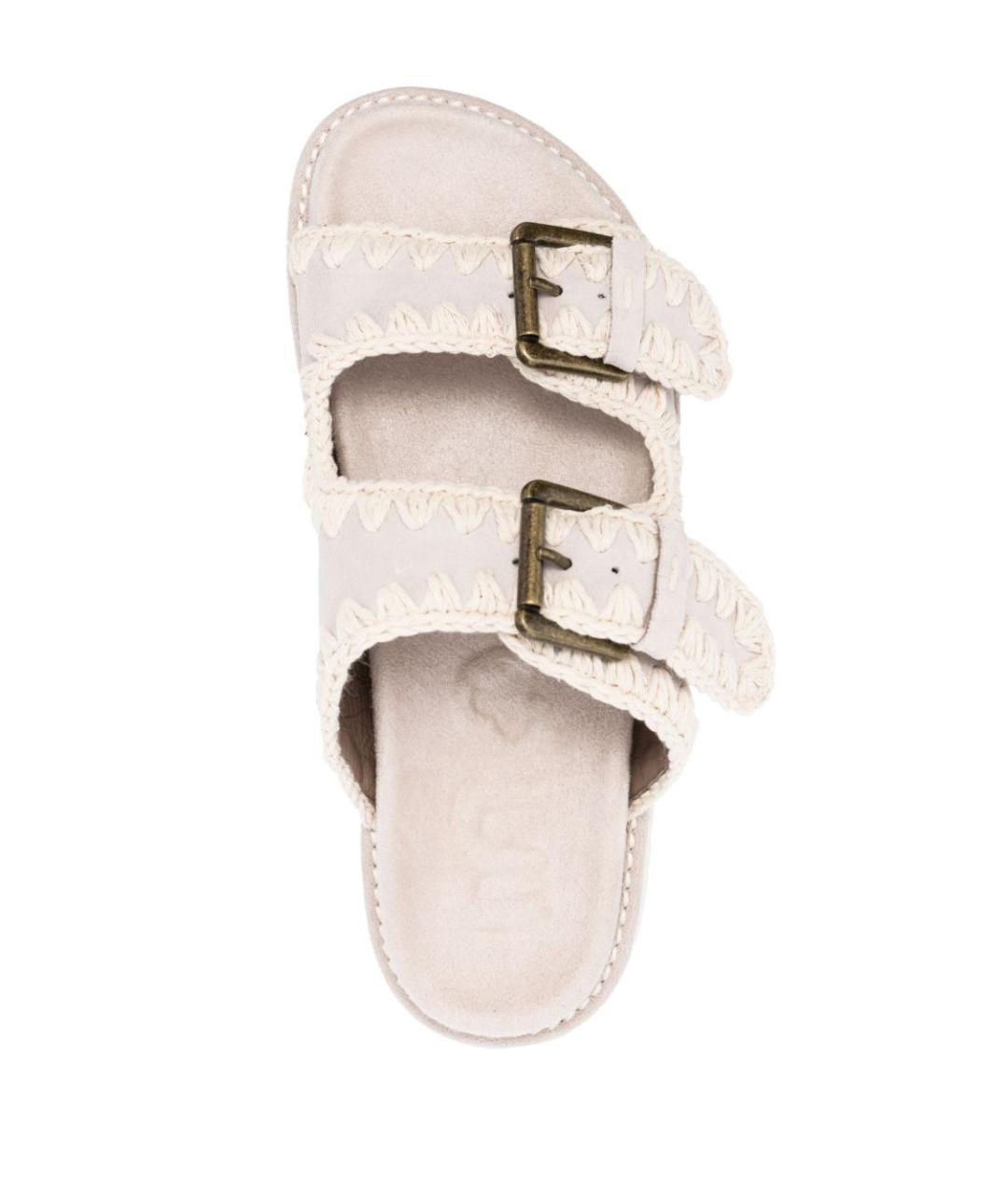 MOU Бежевые кожаные шлепанцы, фото 4