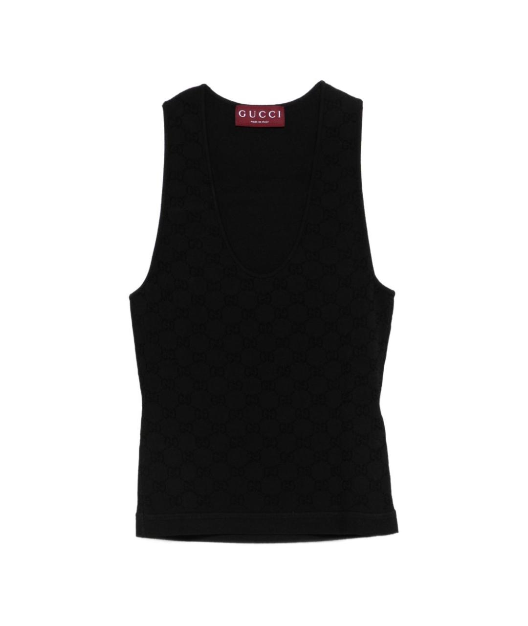 GUCCI Черная вискозная майка, фото 1