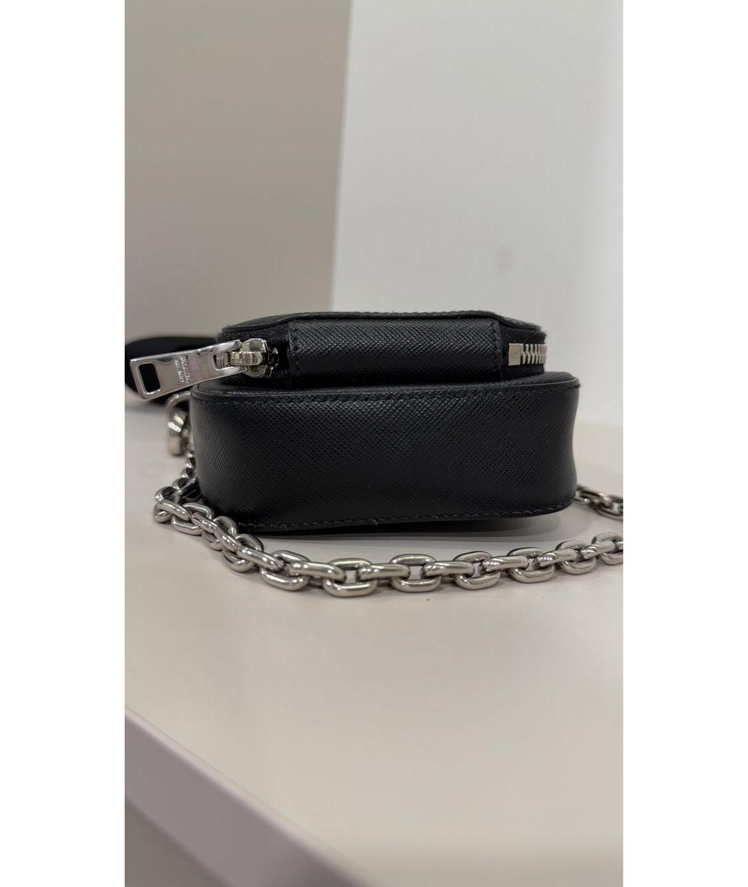 PRADA Антрацитовая кожаная сумка через плечо, фото 4