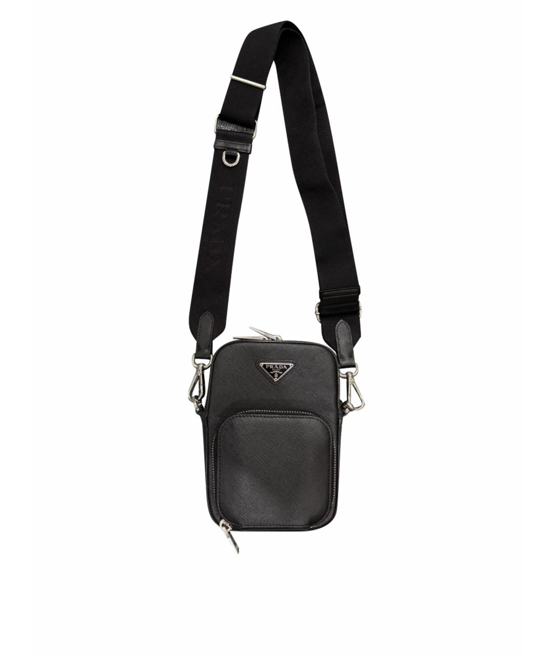 PRADA Антрацитовая кожаная сумка через плечо, фото 1