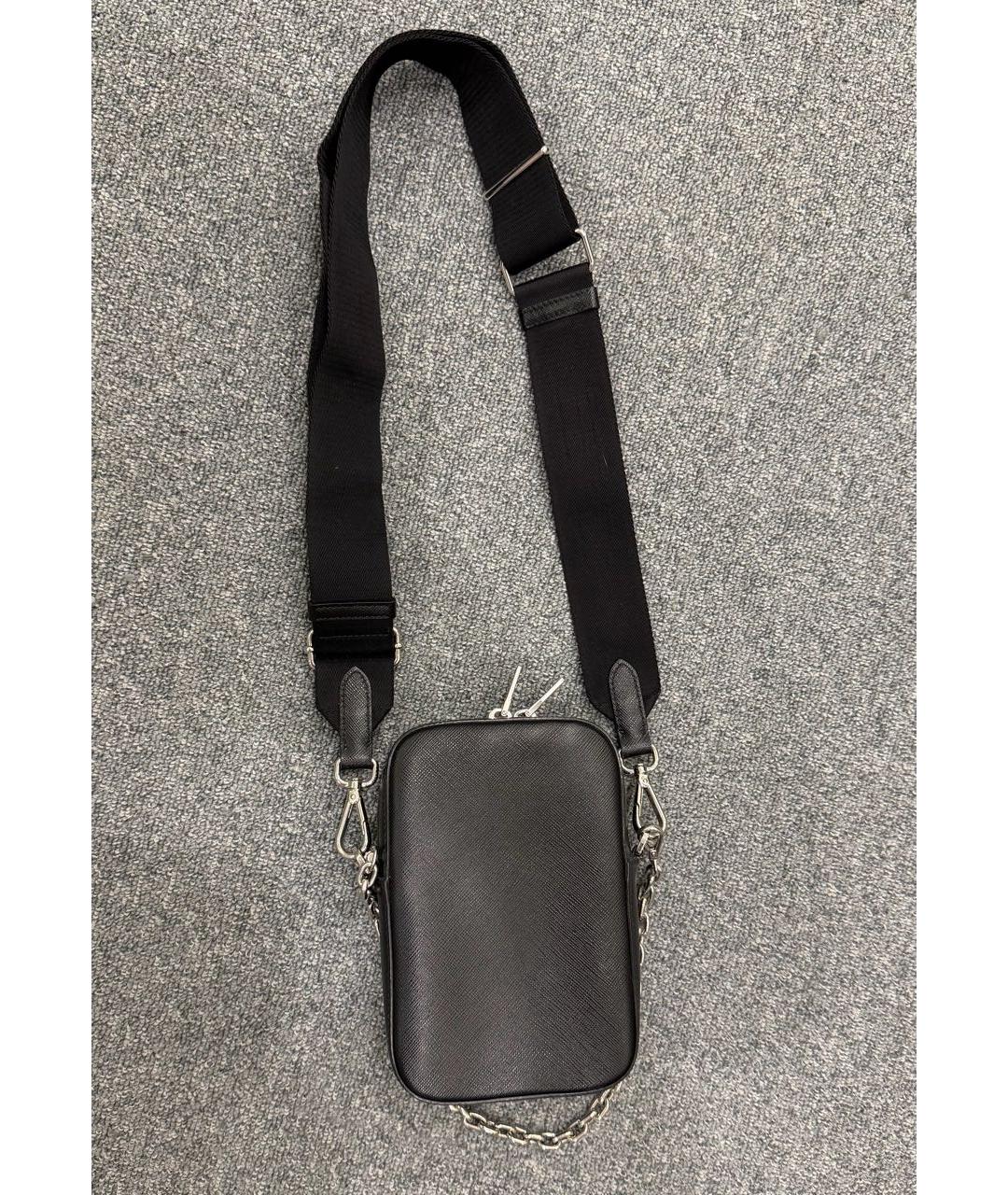 PRADA Антрацитовая кожаная сумка через плечо, фото 2